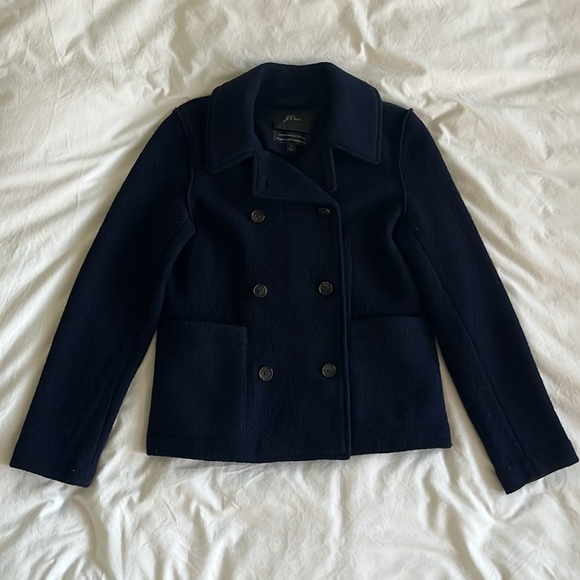 J Crew Wool Jacket, Size 2, Navy - Picture 2 of 10